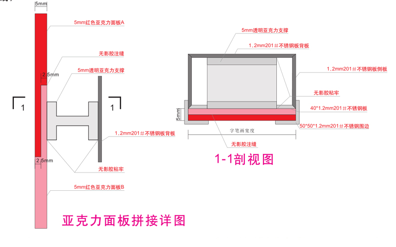 字体剖视图